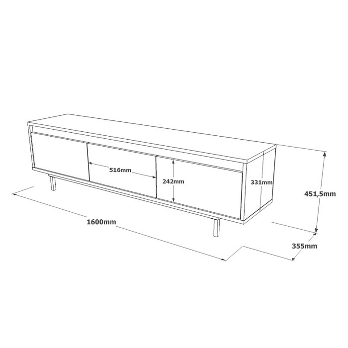 Hanah Home LV1-RL Soporte para TV con Patas de Metal Plateado y Negro